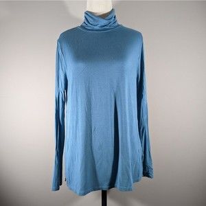 Soft Surroundings Blue Long Sleeve Turtleneck Top Women's size M